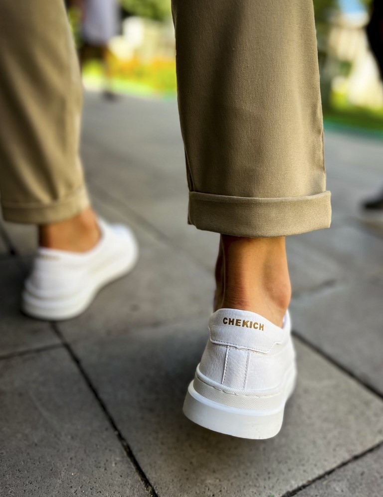 Ανδρικά λευκά Sneakers με λαστιχένια σόλα CH979A φωτογραφία